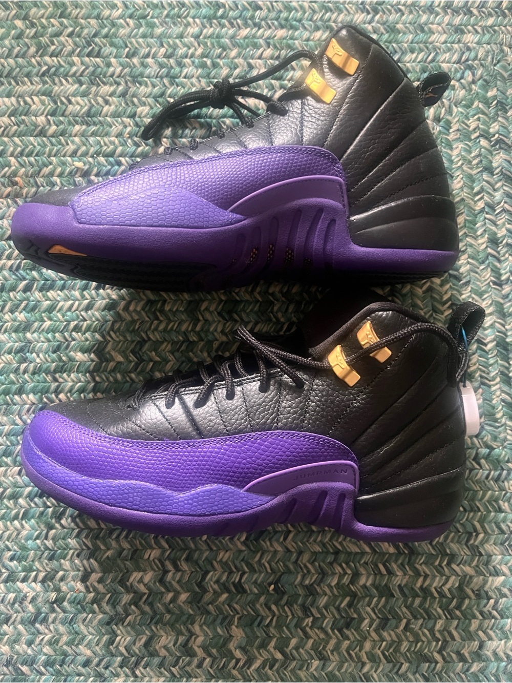 Nike Black & Purple High-Top Basketball Sneakers with Gold Accents